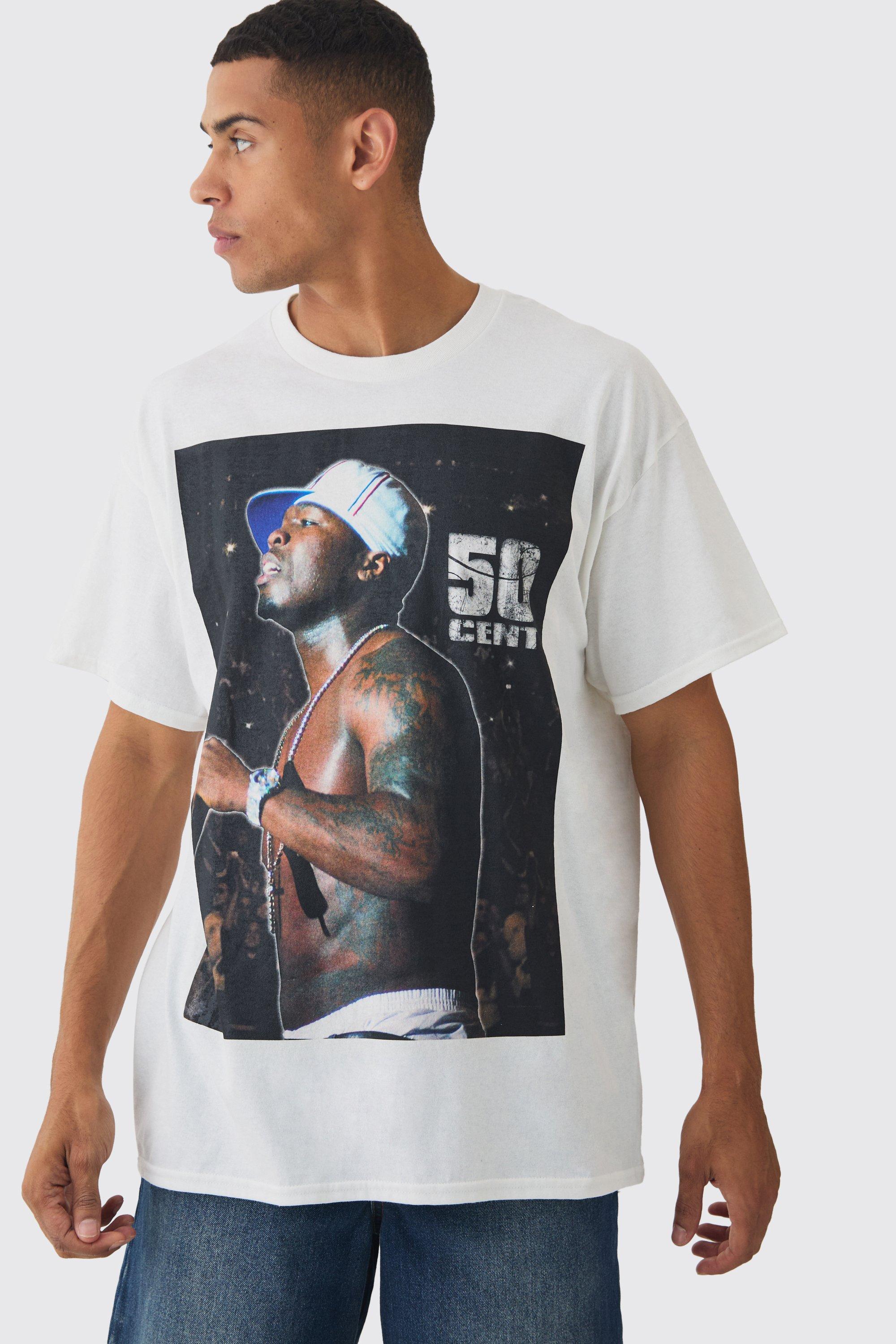 Oversized 50 Cent License Print T-shirt | boohooMAN USA Product Image