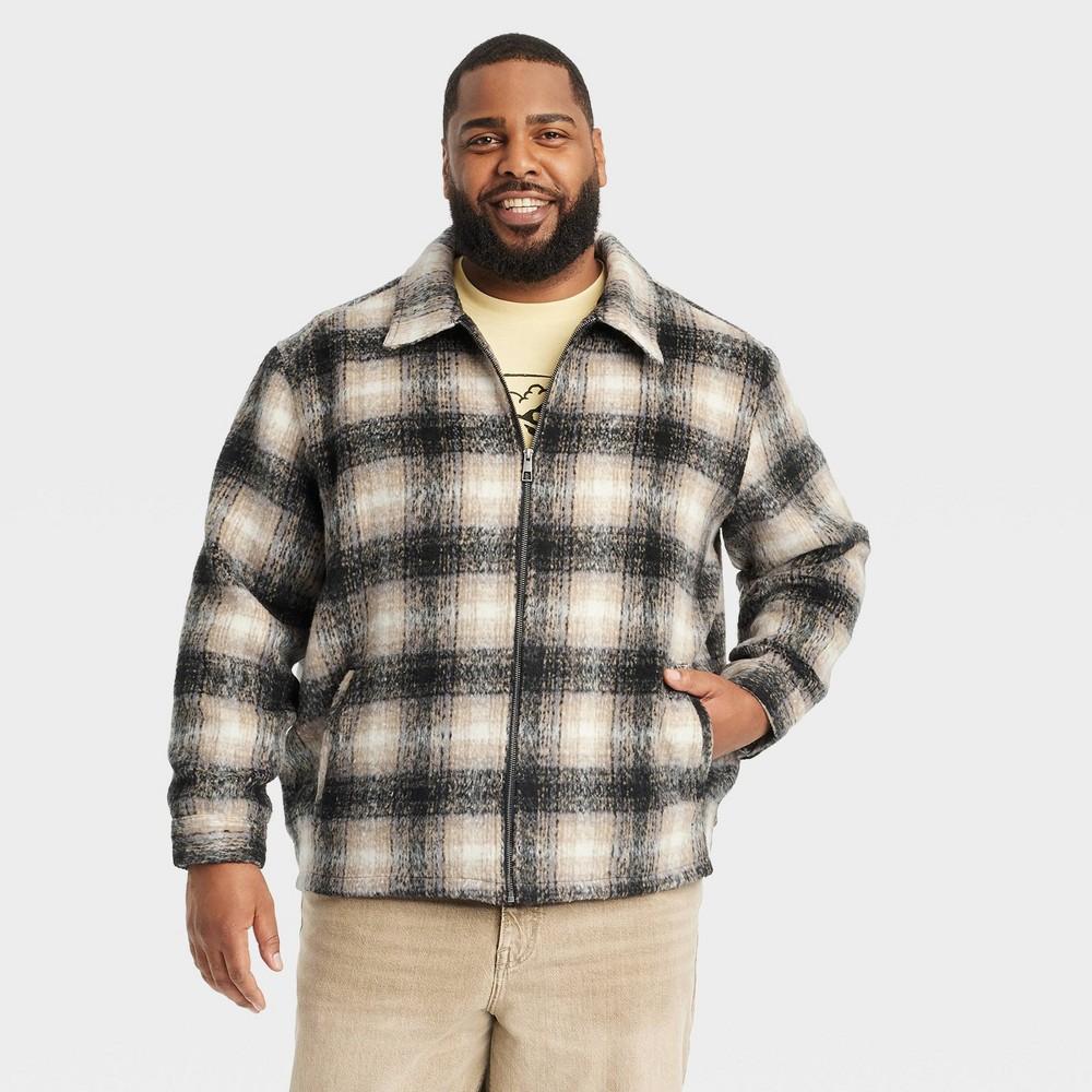 Mens Big & Tall Plaid Harrington Bomber Jacket - Goodfellow & Co Black 3XLT Product Image