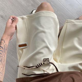 Drawstring Waist Applique Sweat Shorts Product Image