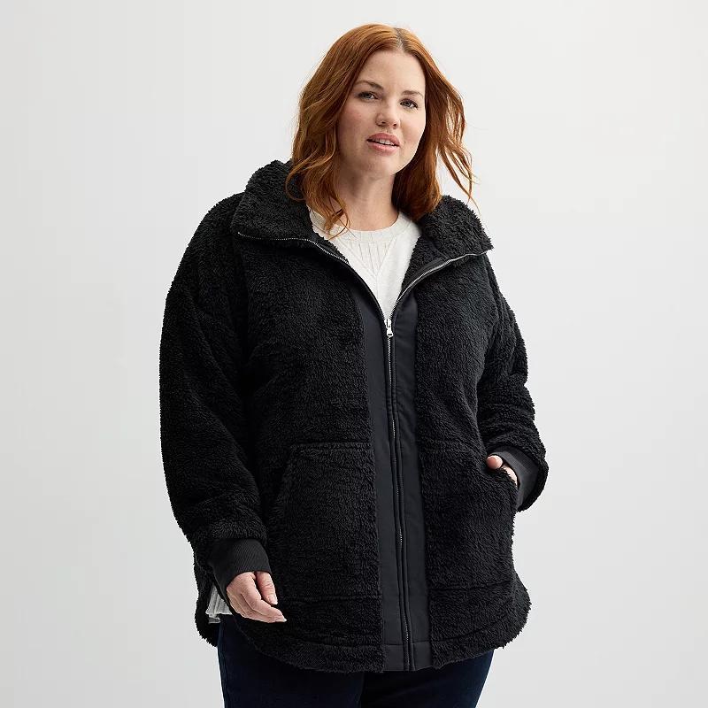 Plus Size Sonoma Goods For Life Sherpa Cozy Full-Zip Jacket, Womens Product Image