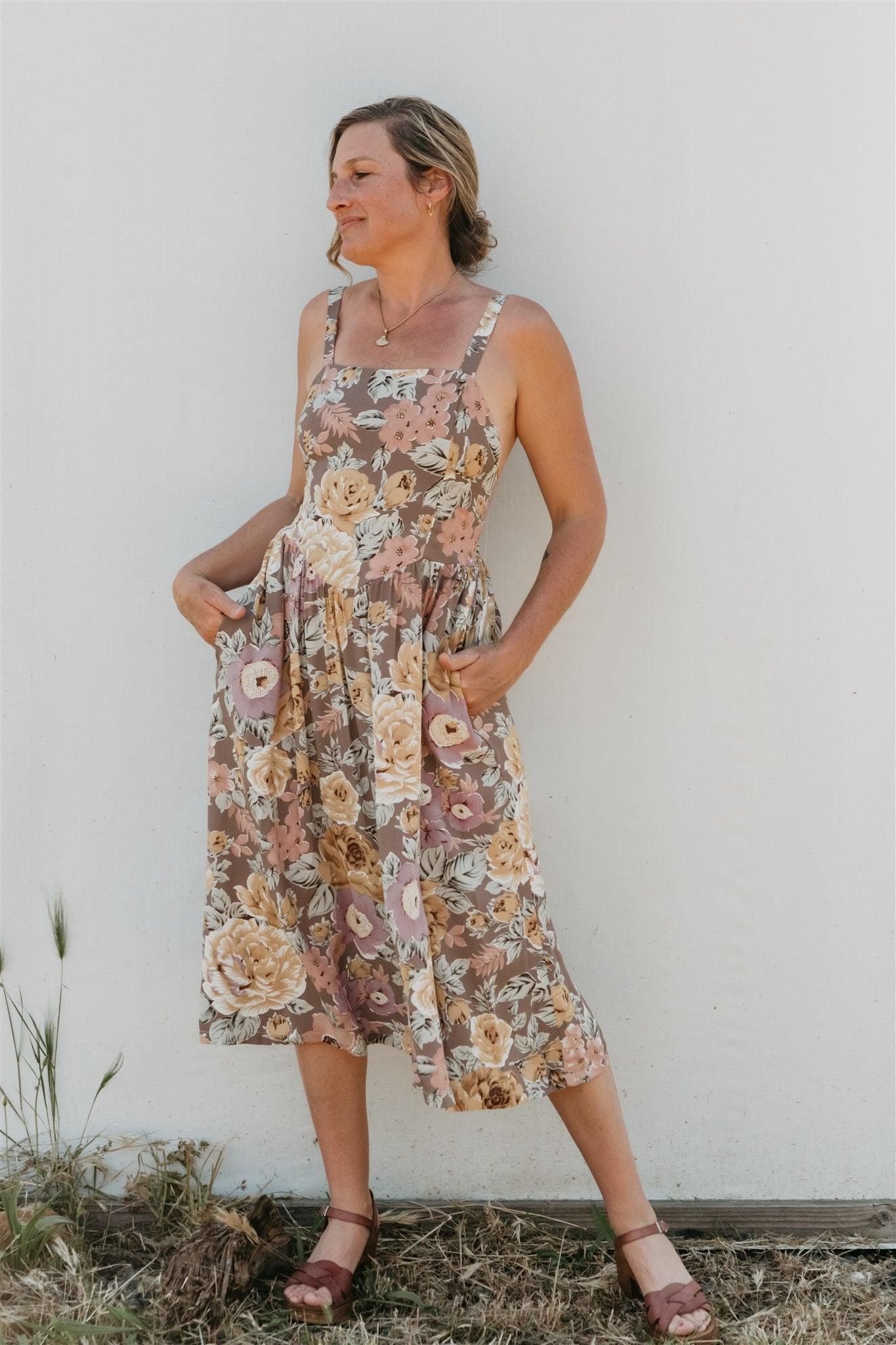 Myrah Dress in Muted Floral Crepe Product Image