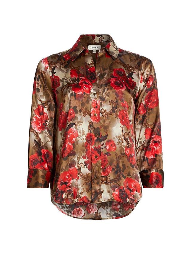 Womens Dani Three-Quarter-Sleeve Silk Blouse Product Image