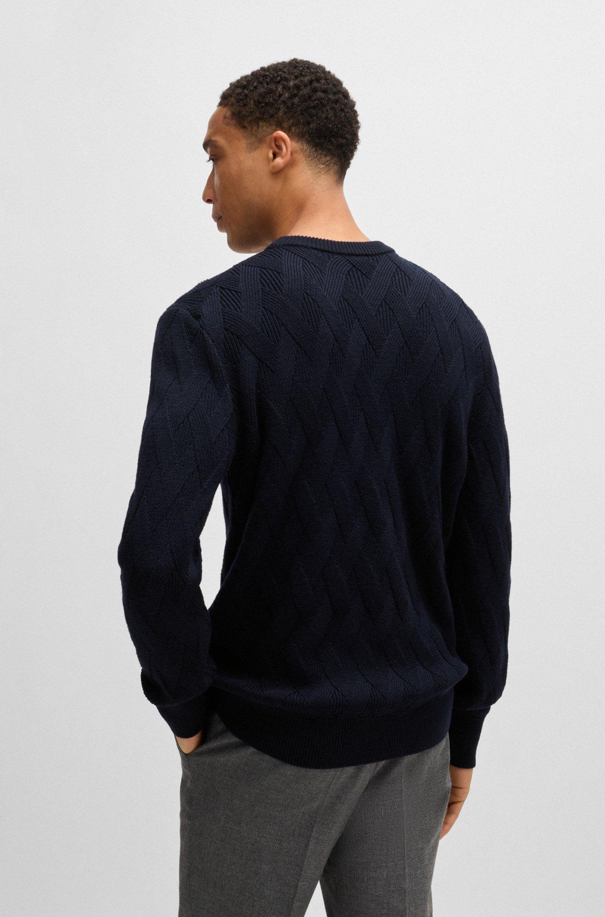 Wool regular-fit sweater with knitted structure Product Image