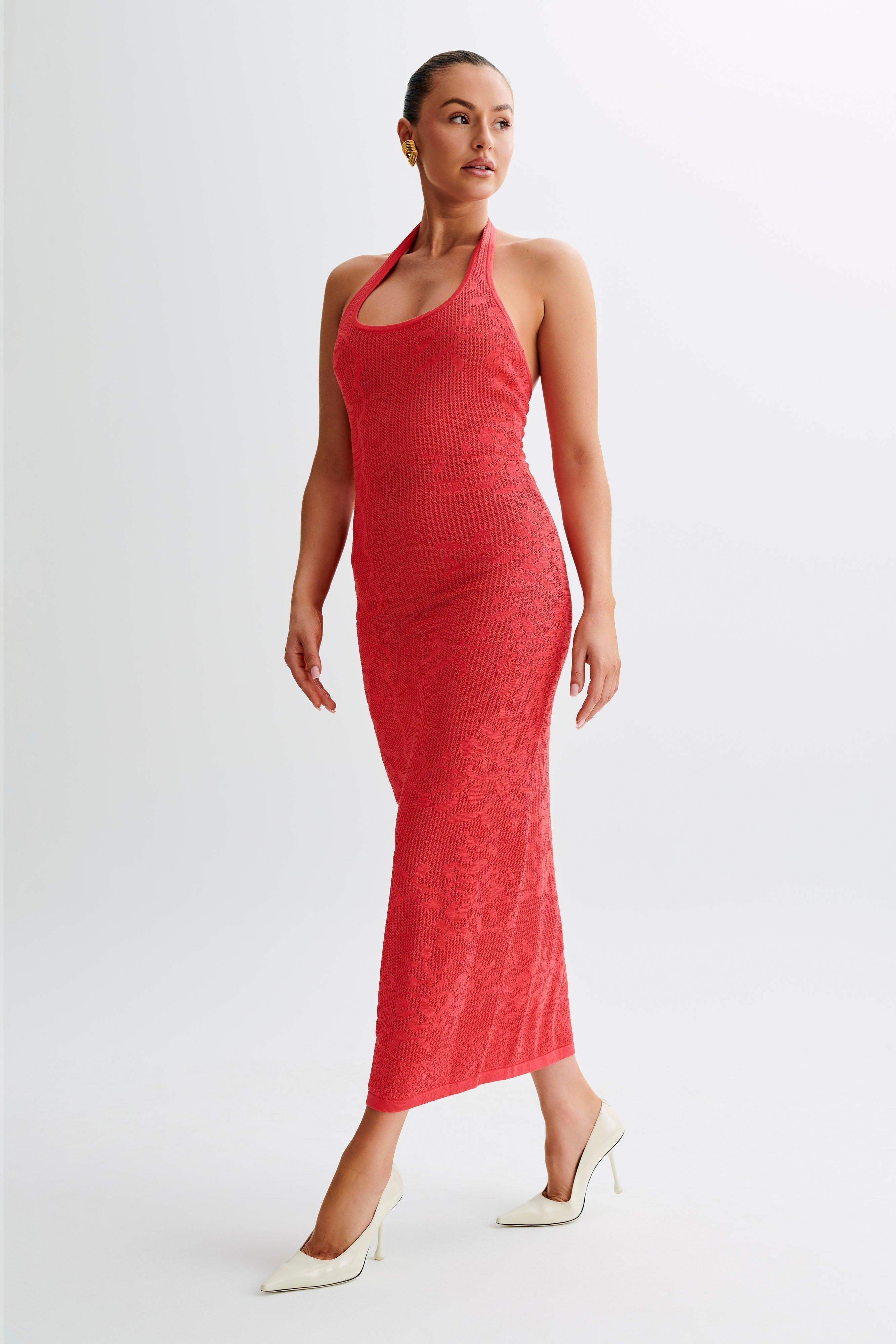 Patrizia Knit Halter Maxi Dress - Pomegranate Product Image