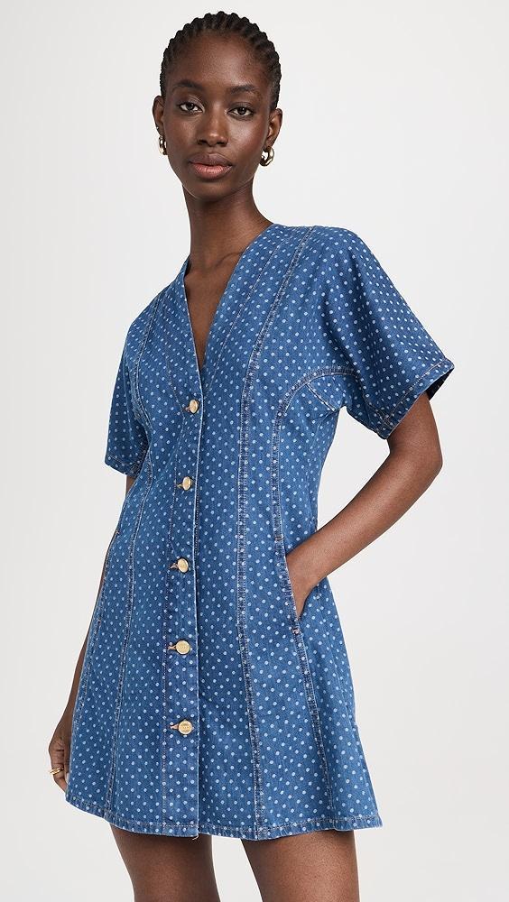 GANNI Blue Polka Dot Denim Mini Dress | Shopbop Product Image