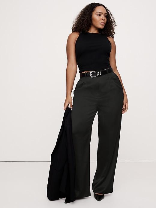 Soho High-Rise Wide-Leg Italian Satin Pant Product Image