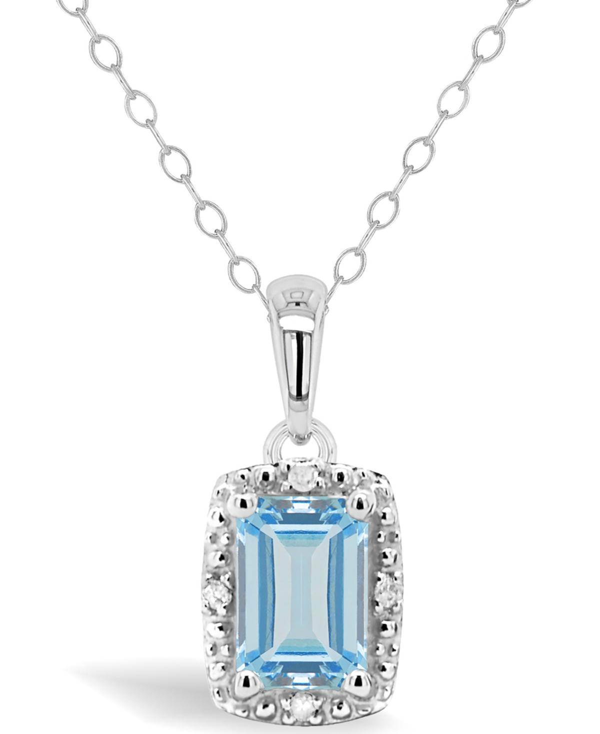 Belk & Co Sterling Silver 6X4Mm Emerald Cut Opal Diamond Accent Halo Pendant Necklace Product Image