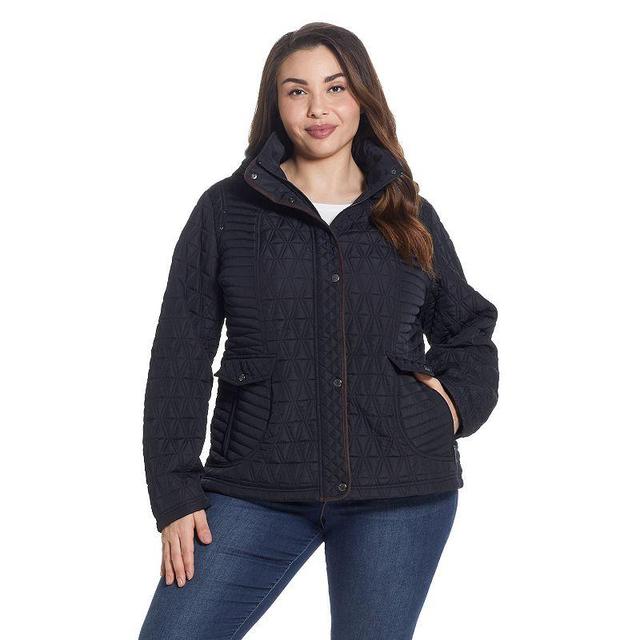 Plus Size Weathercast Faux-Suede Trim Quilted Jacket, Womens Product Image