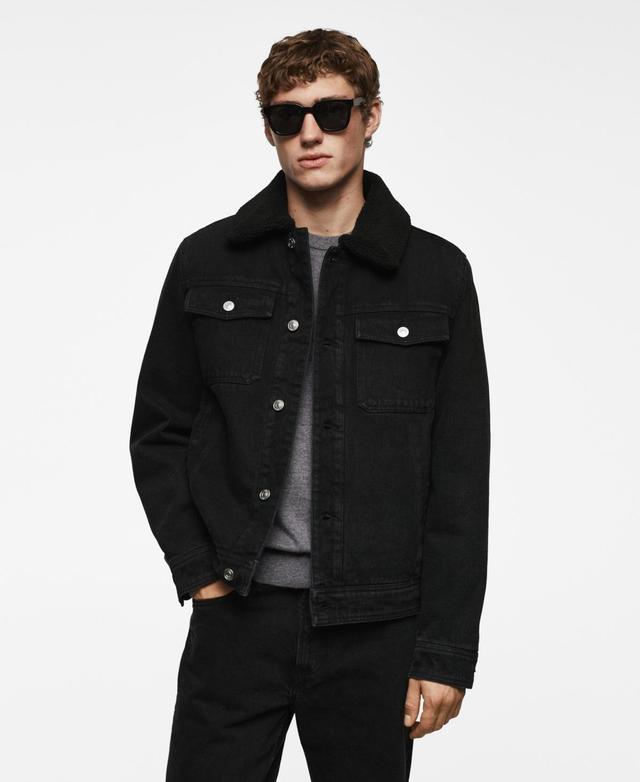 MANGO MAN - Shearling denim jacket black denimMen Product Image