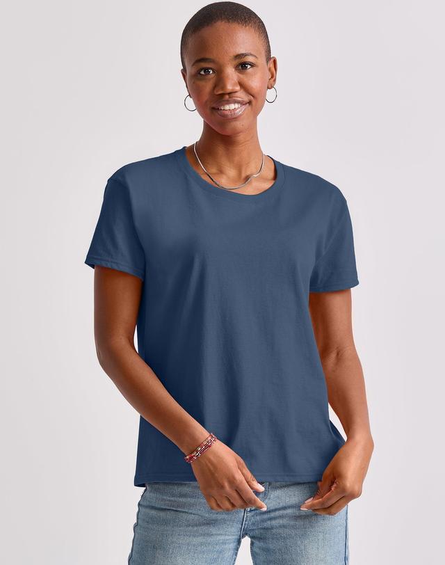 Hanes Essentials Womens Cotton T-Shirt, Oversized Fit Light Steel S Product Image