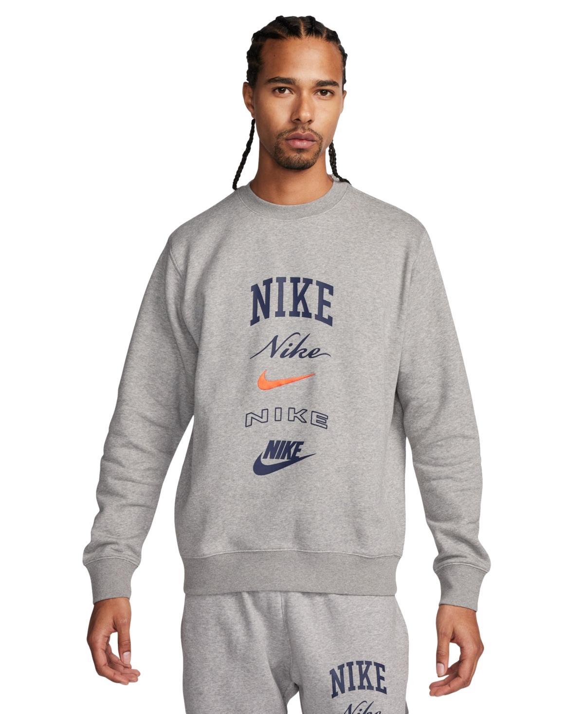 Nike Mens Club Fleece Stacked Logo-Print Brushed Fleece Sweatshirt - Black/sail Product Image