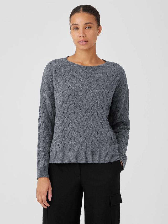 EILEEN FISHER Cotton and Recycled Cashmere Crew Neck Topfemale Product Image