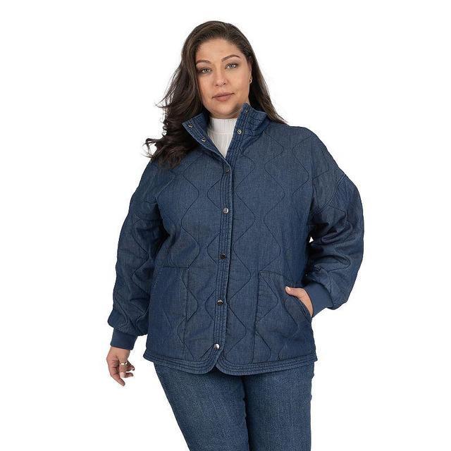 Plus Size Fleet Street Quilted Jacket, Womens Blue Product Image