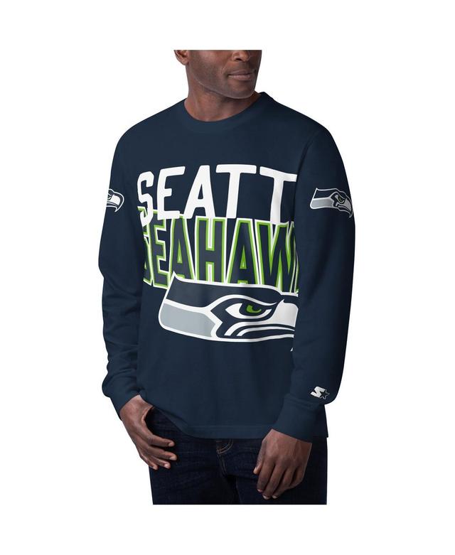 Mens Starter College Navy Seattle Seahawks Clutch Hit Long Sleeve T-shirt Product Image