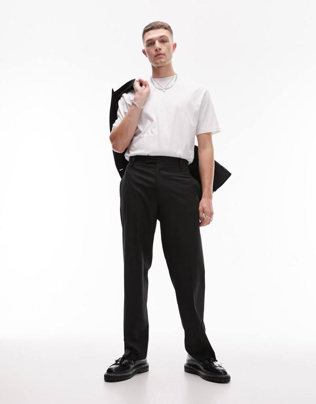 Topman wide leg smart pants in black Product Image