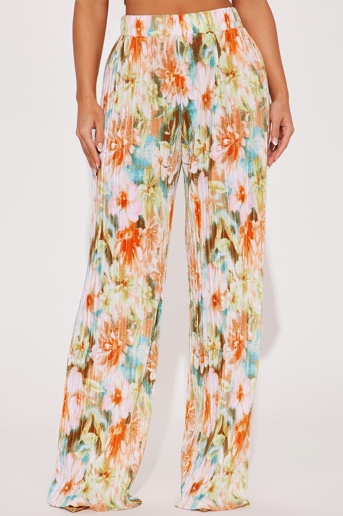 Somewhere Sweeter Printed Plisse Pant - Blush/combo Product Image