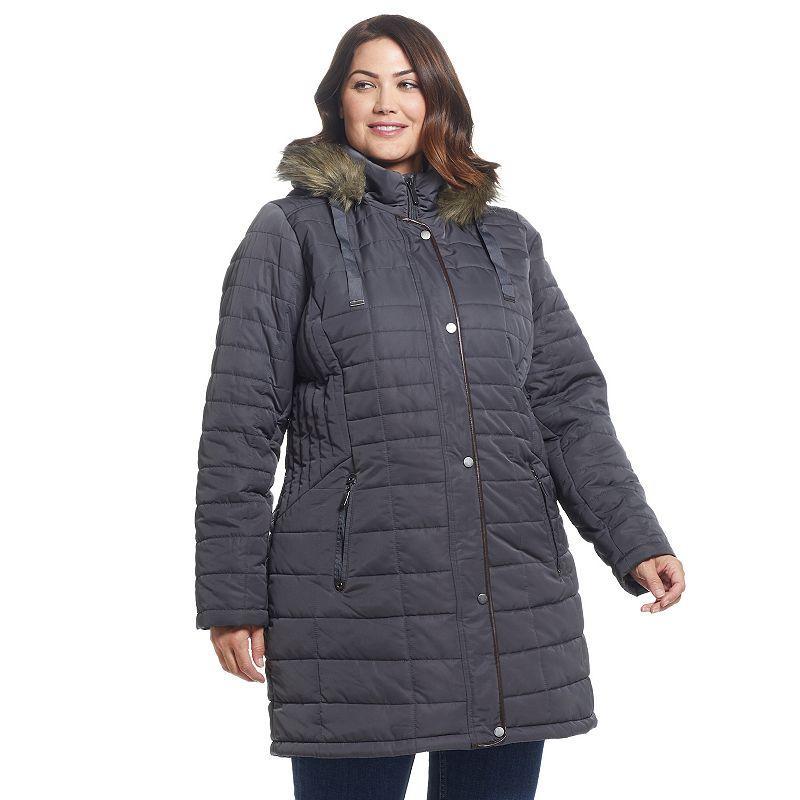 Plus Size Weathercast Faux-Fur Hood Puffer Coat, Womens Product Image