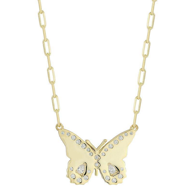 Sunkissed Sterling Sterling Silver Cubic Zirconia Butterfly Necklace, Womens Gold Tone Product Image