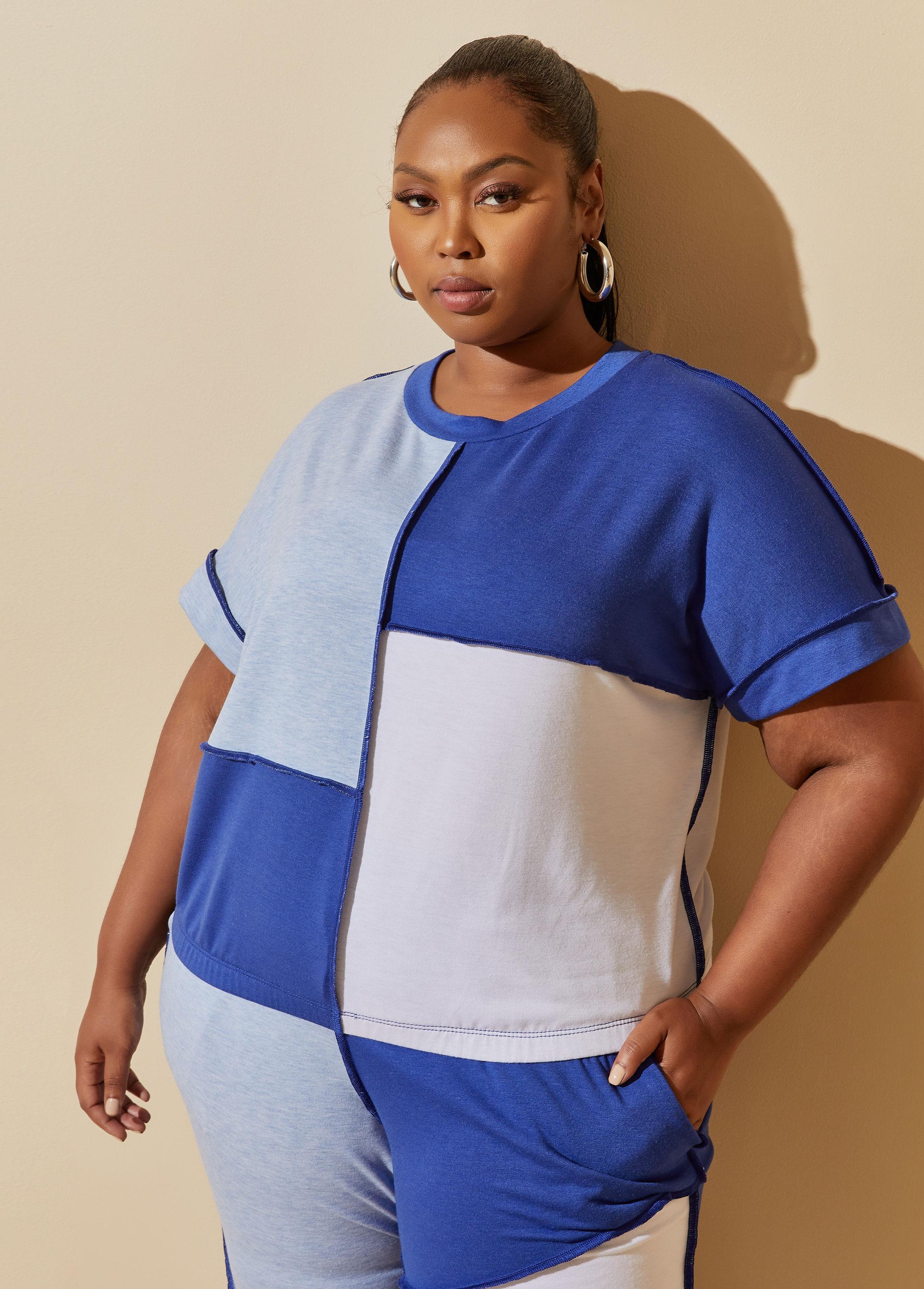 Plus Size Seamed Colorblocked Sweatshirt Ashley Stewart Product Image