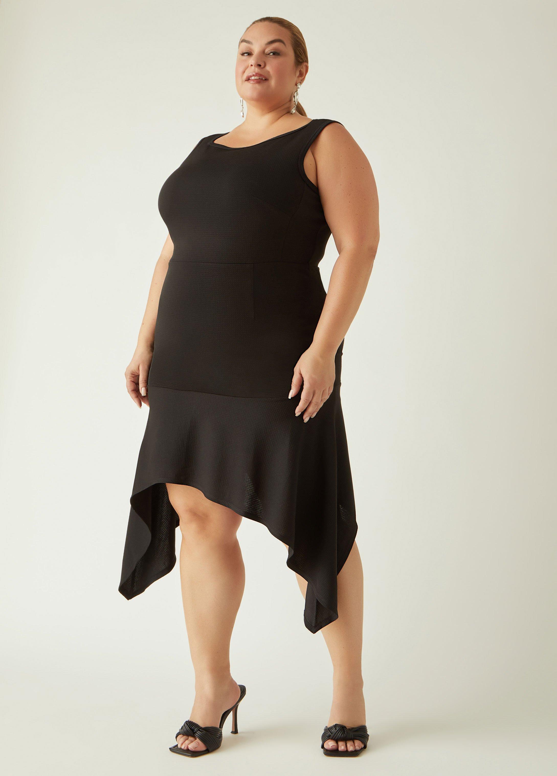 Plus Size Asymmetric Flounced Sheath Dress Ashley Stewart Product Image