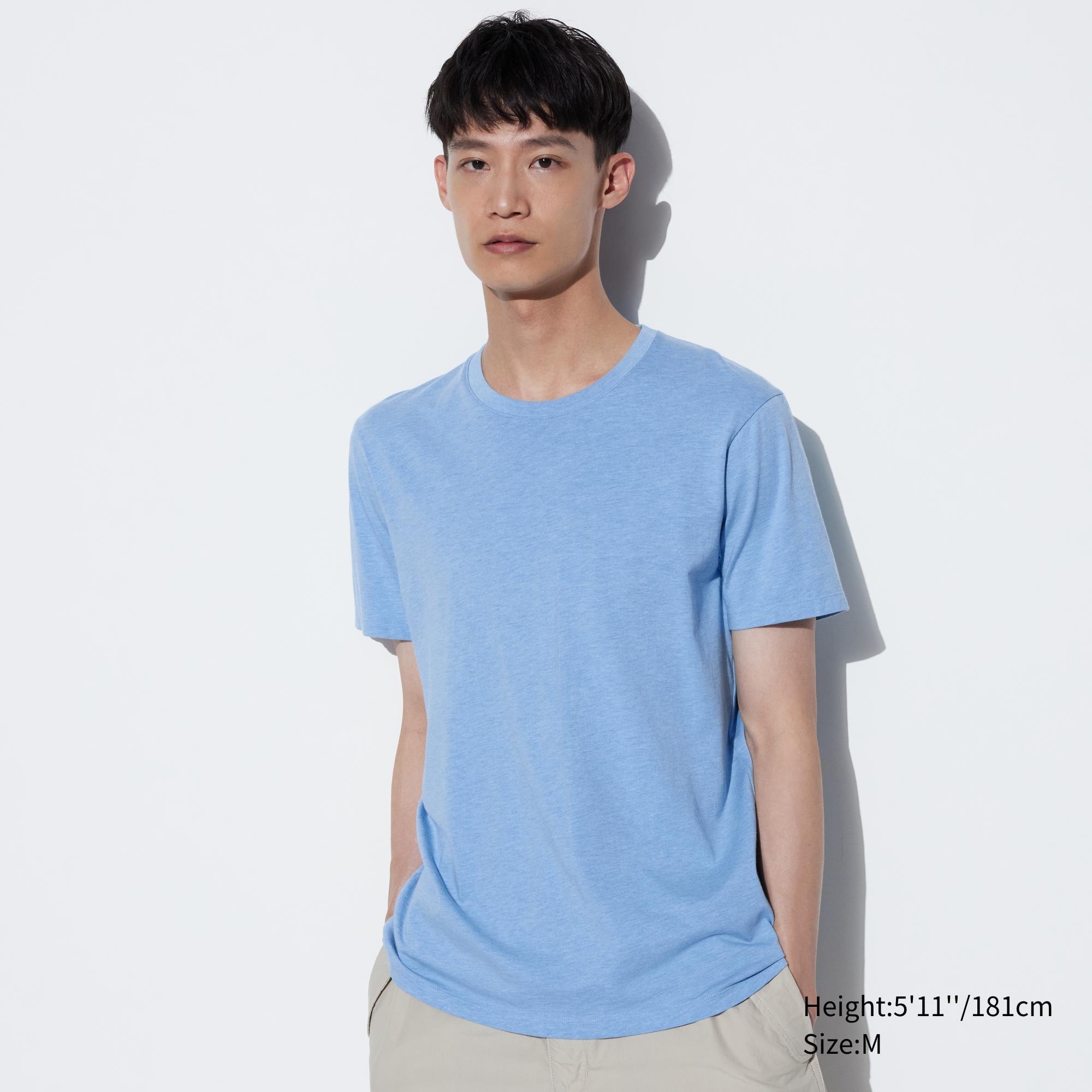 Mens Supima Cotton Crew Neck T-Shirt Blue XS UNIQLO US Product Image