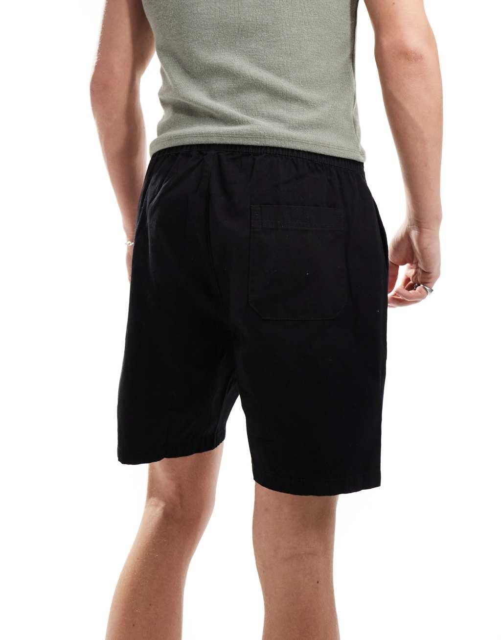 ONLY & SONS pull on twill shorts in black Product Image