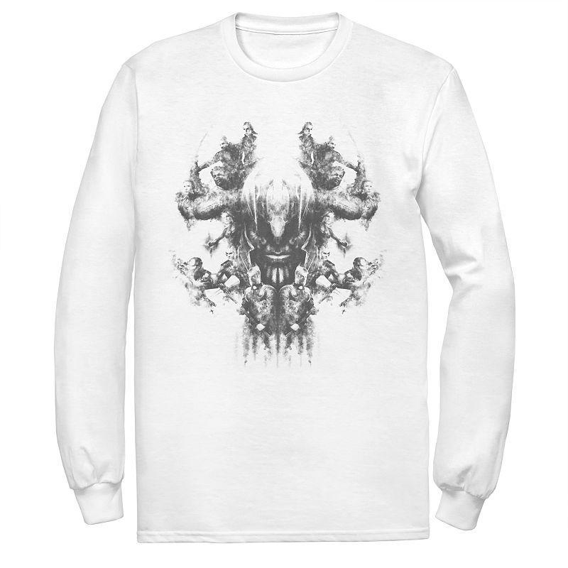 Mens Marvel Avengers Endgame Smoke Skull Long Sleeve Tee White Product Image