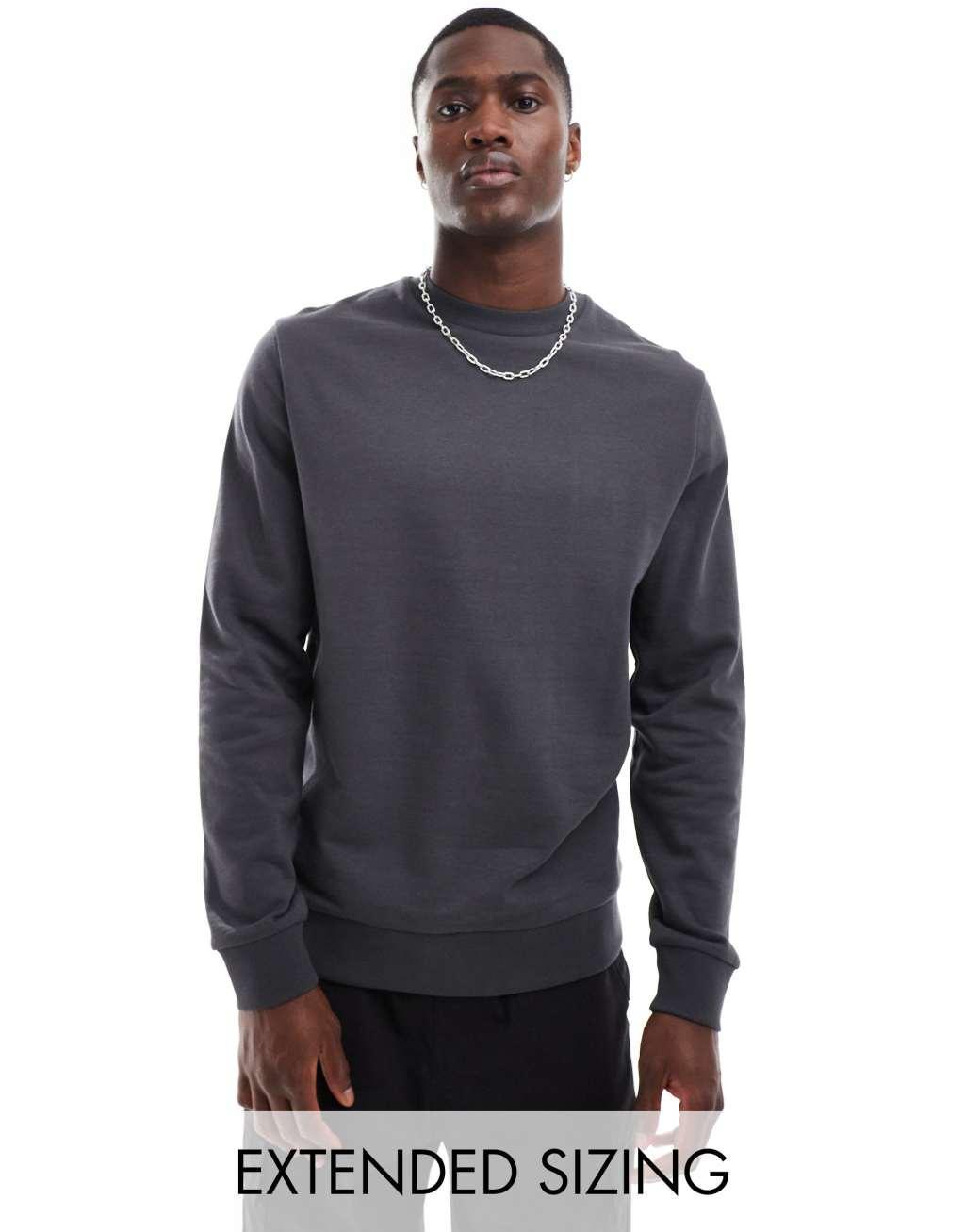 ASOS DESIGN essential crew neck sweatshirt in charcoal Product Image