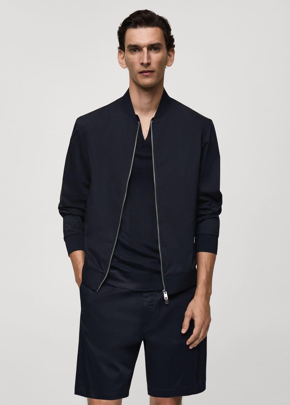 Mango Mens Zip Detail Bomber Jacket Product Image