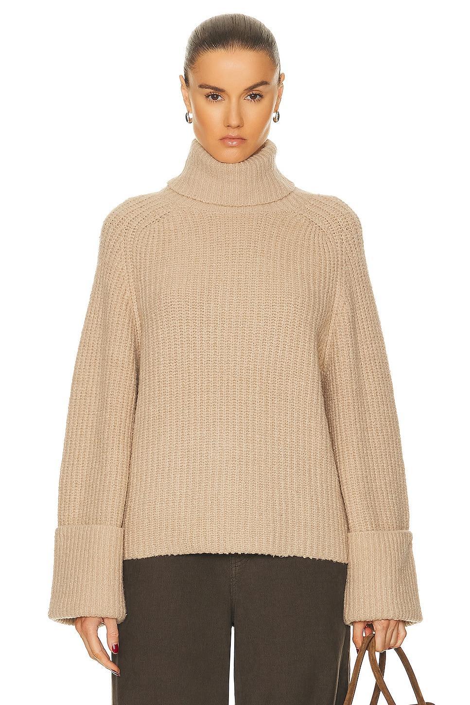 LPA Sabri Turtleneck Sweater in Tan. Size XL, XS. Product Image