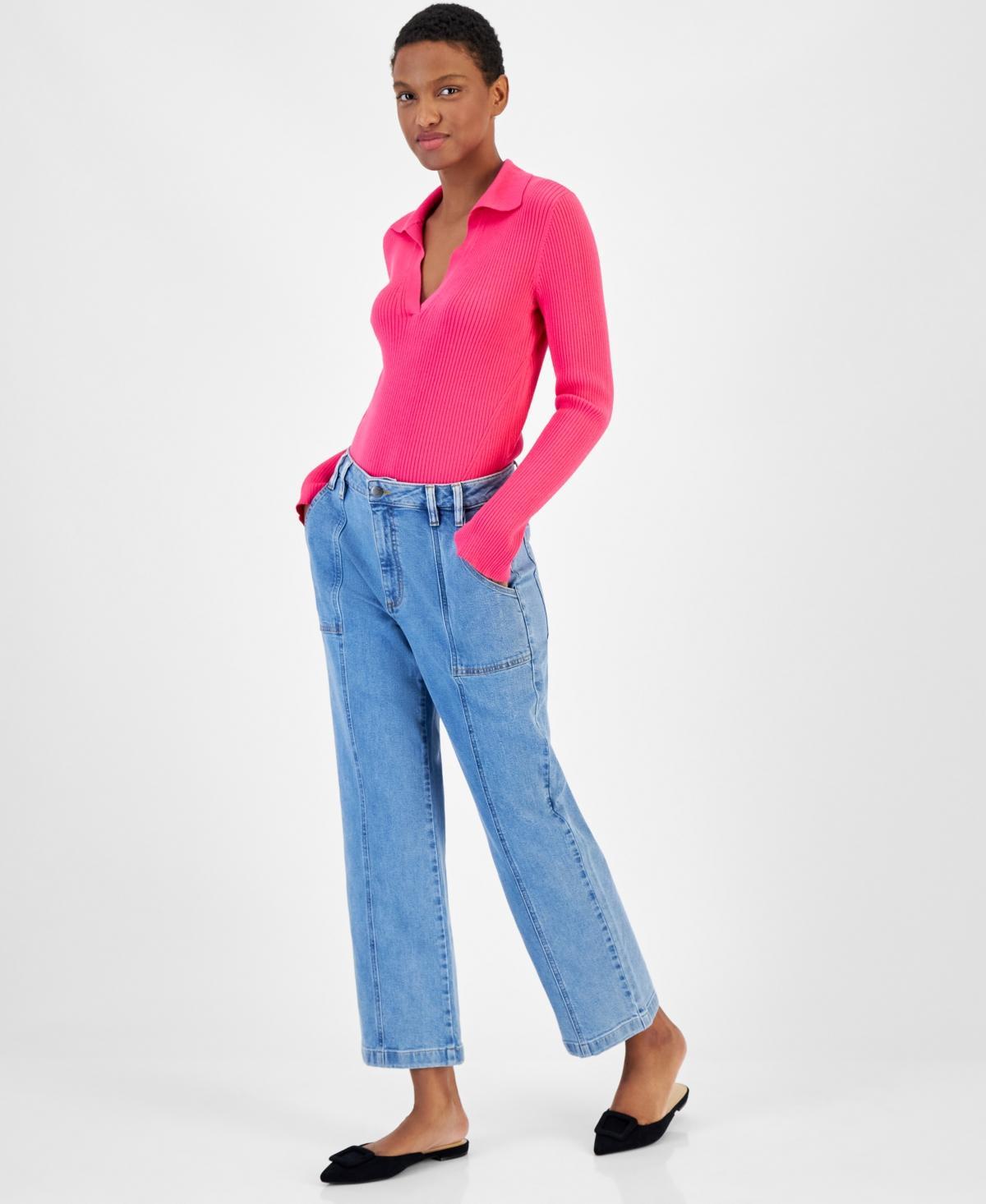 On 34th Womens Johnny Collar Ribbed Pullover, Created for Macys Product Image