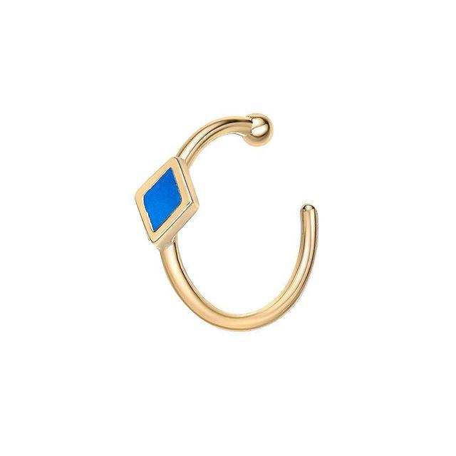 Lila Moon 14k Gold Blue Enamel Open-Hoop Nose Ring, Womens Product Image