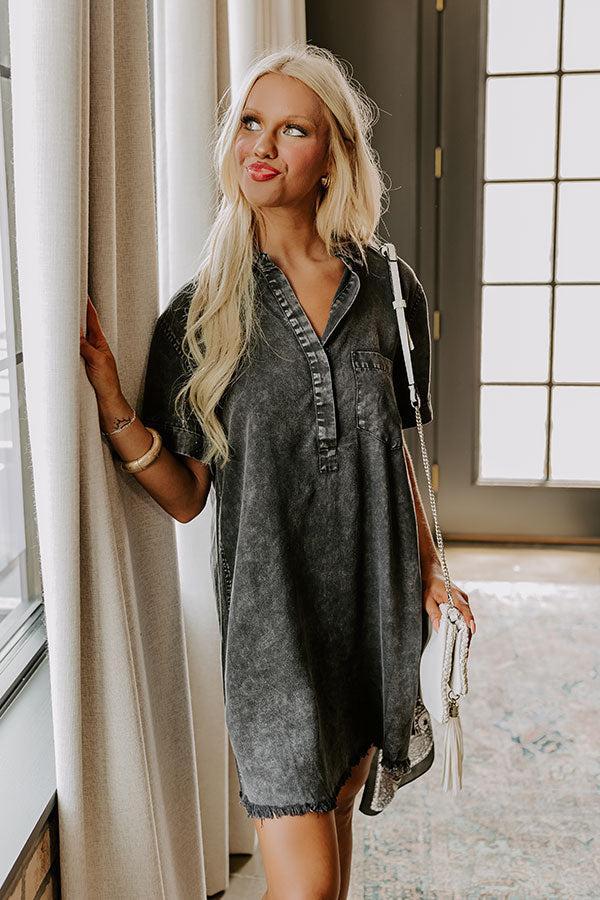 Backyard BBQ Chambray Mini Dress in Vintage Black Product Image