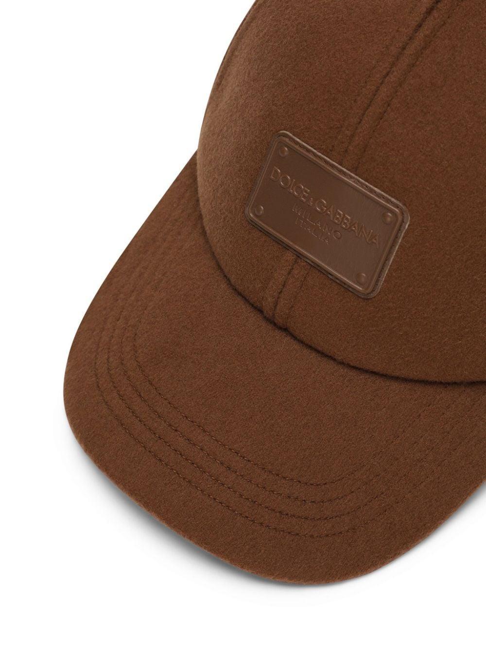 Logo-plaque Wool Baseball Cap In Brown Product Image