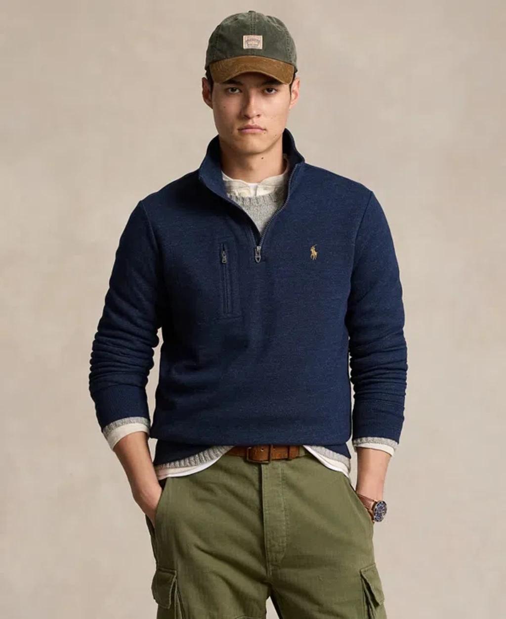 POLO RALPH LAUREN Men's Terry Quarter-zip Pullover In Navy Product Image