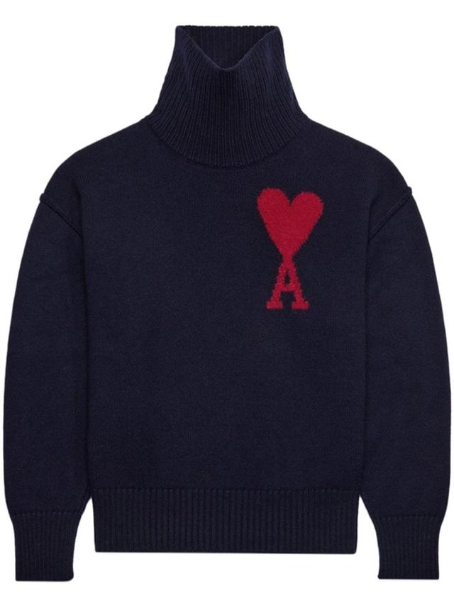 AMI ALEXANDRE MATTIUSSI Ami De Coeur Wool Jumper In Black Product Image