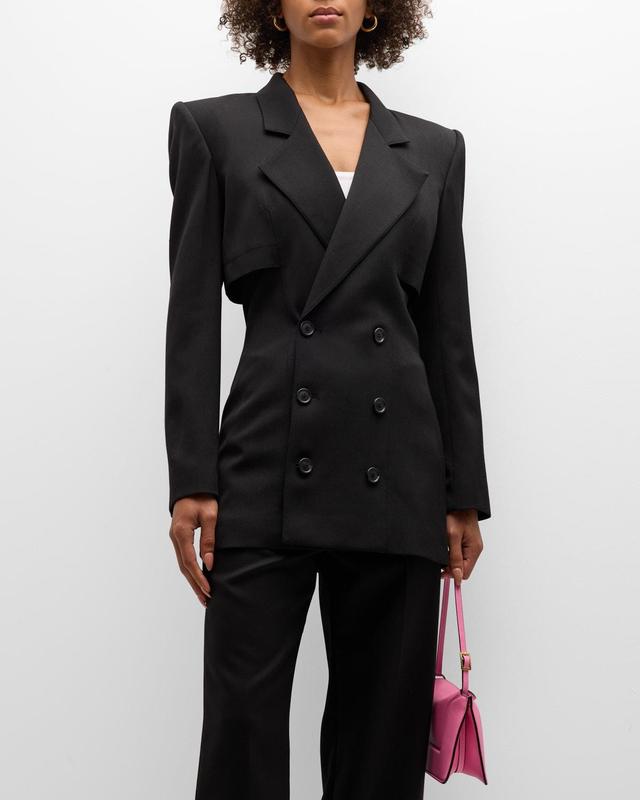 Womens Wool-Blend Double-Breasted Blazer Product Image