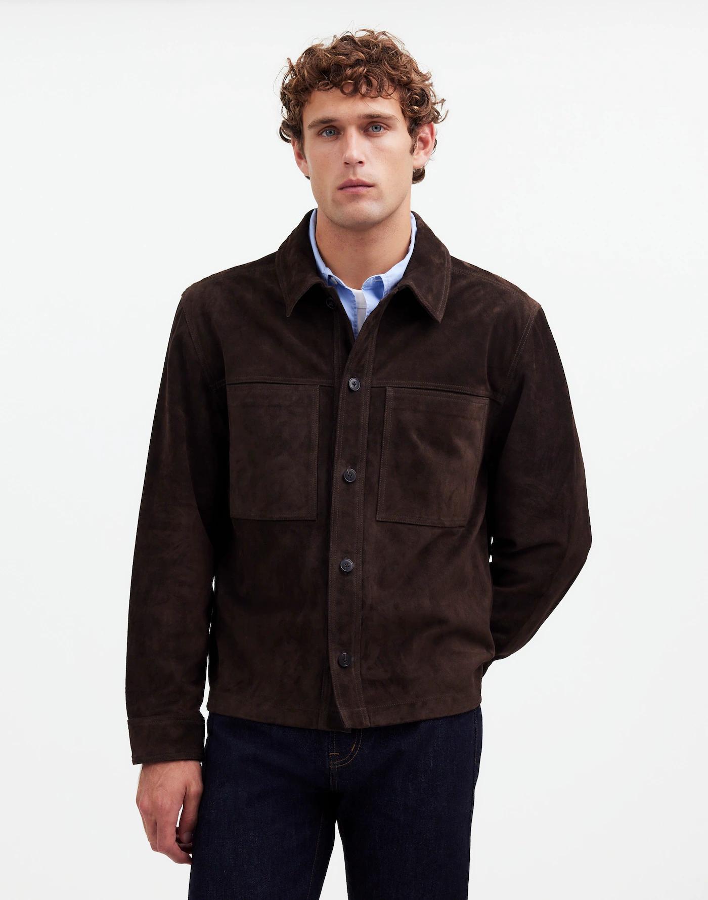 Suede Leather Boxy Shirt-Jacket Product Image