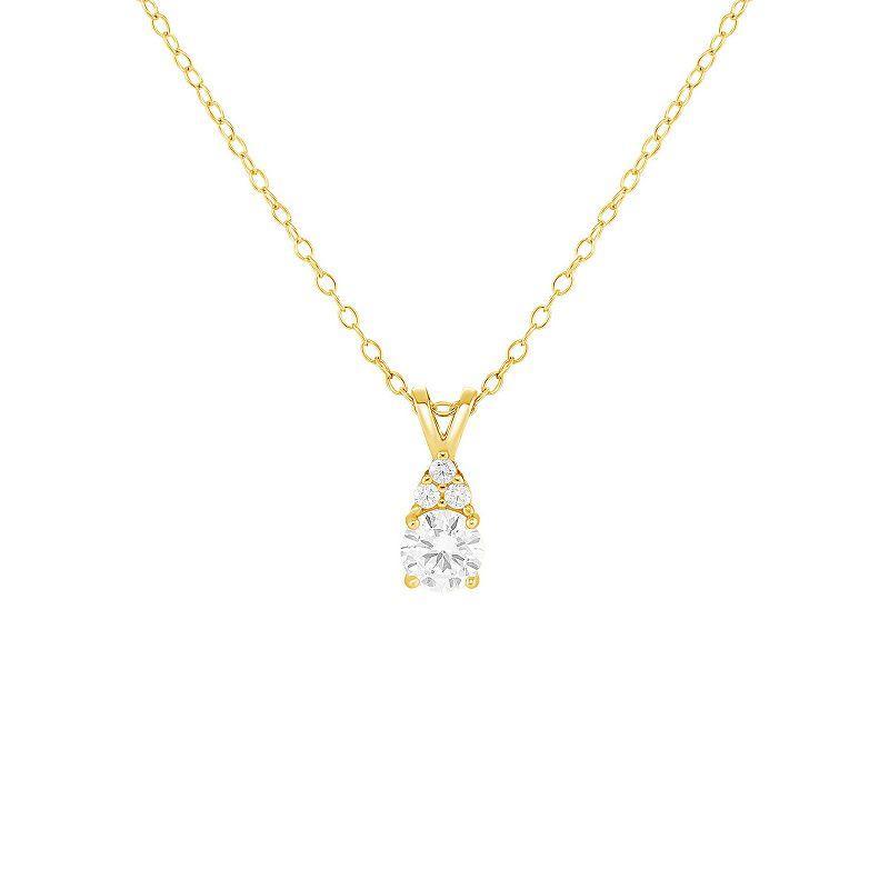 PRIMROSE 18k Gold Over Silver Cubic Zirconia Cluster Pendant Necklace, Womens Yellow Gold Tone Clear Product Image