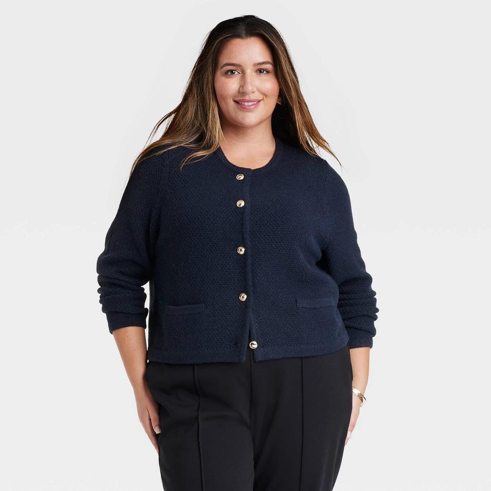 Womens Lady Cardigan - A New Day Navy 4X Product Image