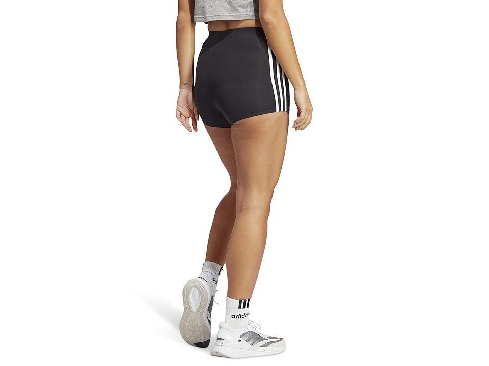 adidas Essentials 3-Stripes Single Jersey Booty Shorts White) Women's Shorts Product Image