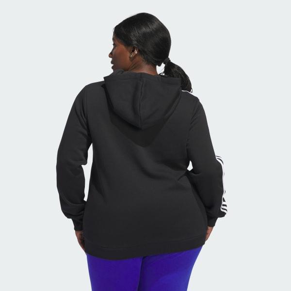 Essentials 3-Stripes Full-Zip Fleece Hoodie (Plus Size) Product Image