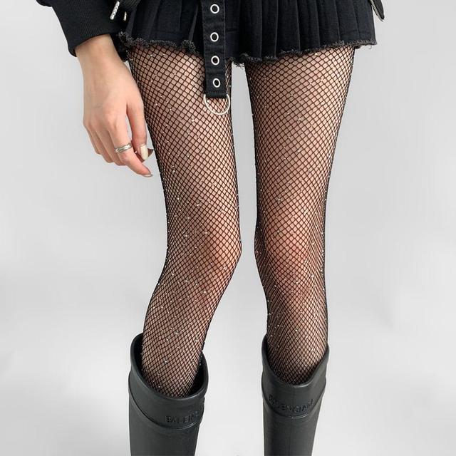 Rhinestone Fishnet Tights Product Image