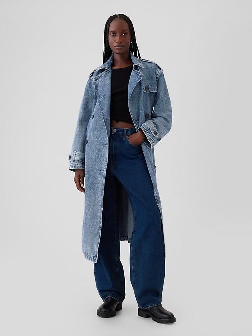 Longline Icon Denim Trench Jacket Product Image