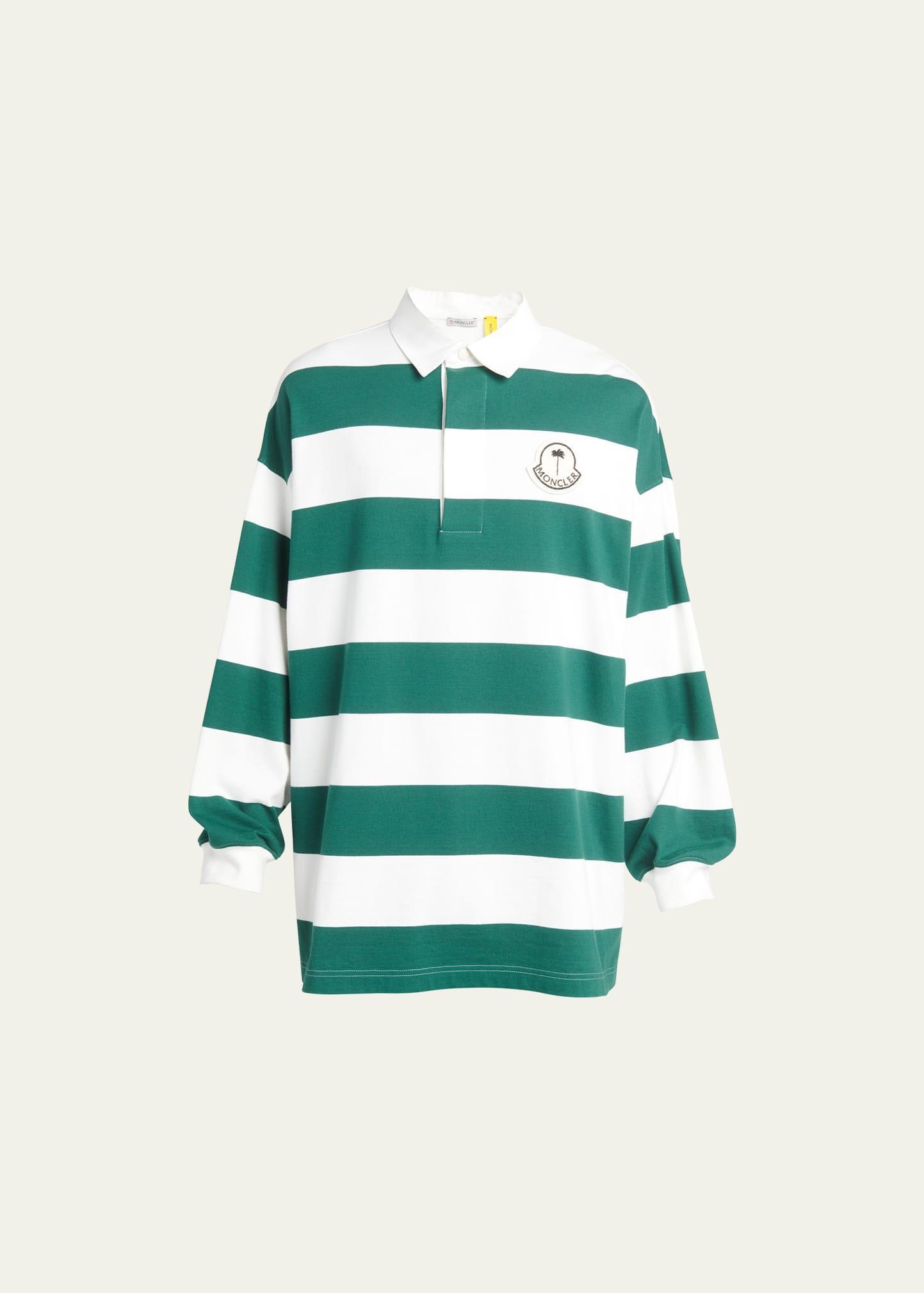 Mens Moncler x Palm Angels Striped Long-Sleeve Polo Shirt Product Image