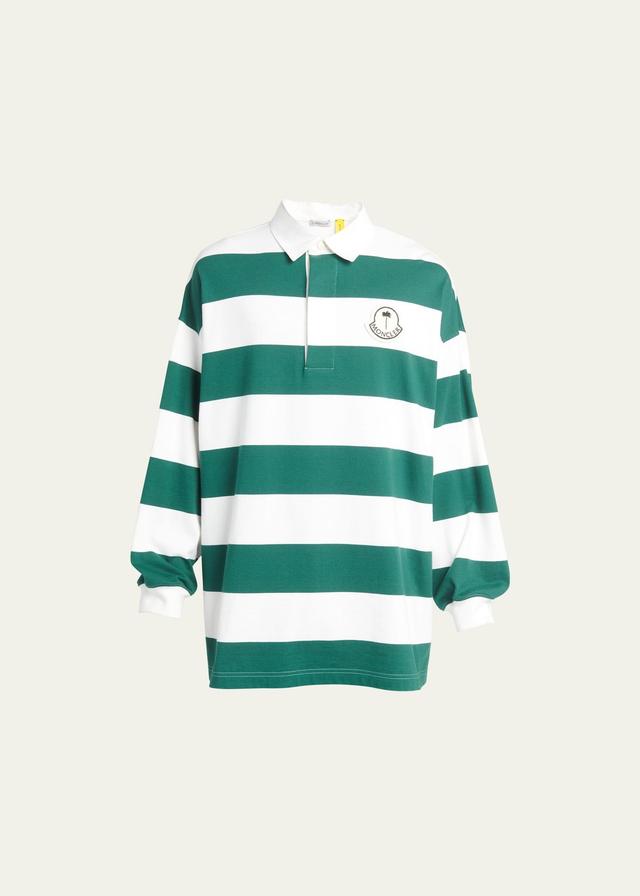 Mens Moncler x Palm Angels Striped Long-Sleeve Polo Shirt Product Image