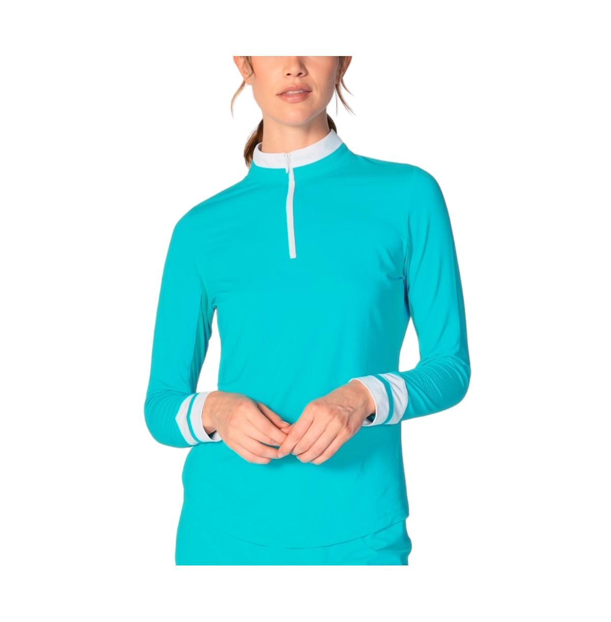 G Lifestyle Clothing Womens Color Block Quarter Zip Top Bt. Peri Medium Product Image