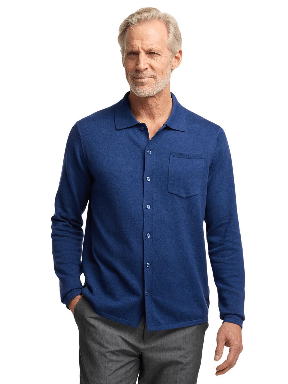 Supima Cotton Button Front Polo - Dark Blue Product Image