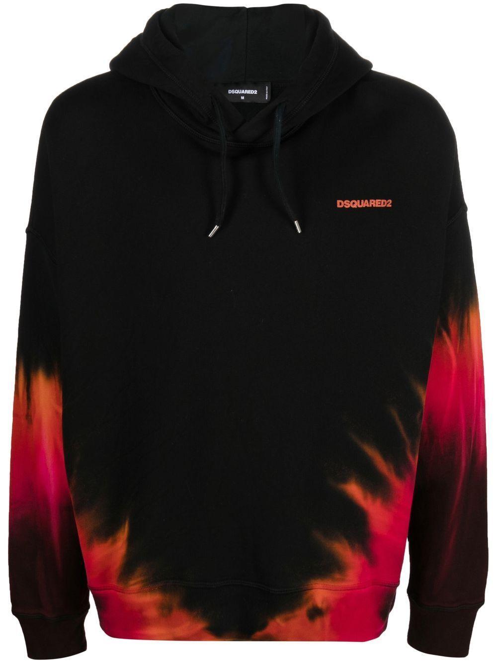 DSQUARED2 Tie-dye Long-sleeve Hoodie In Black Product Image