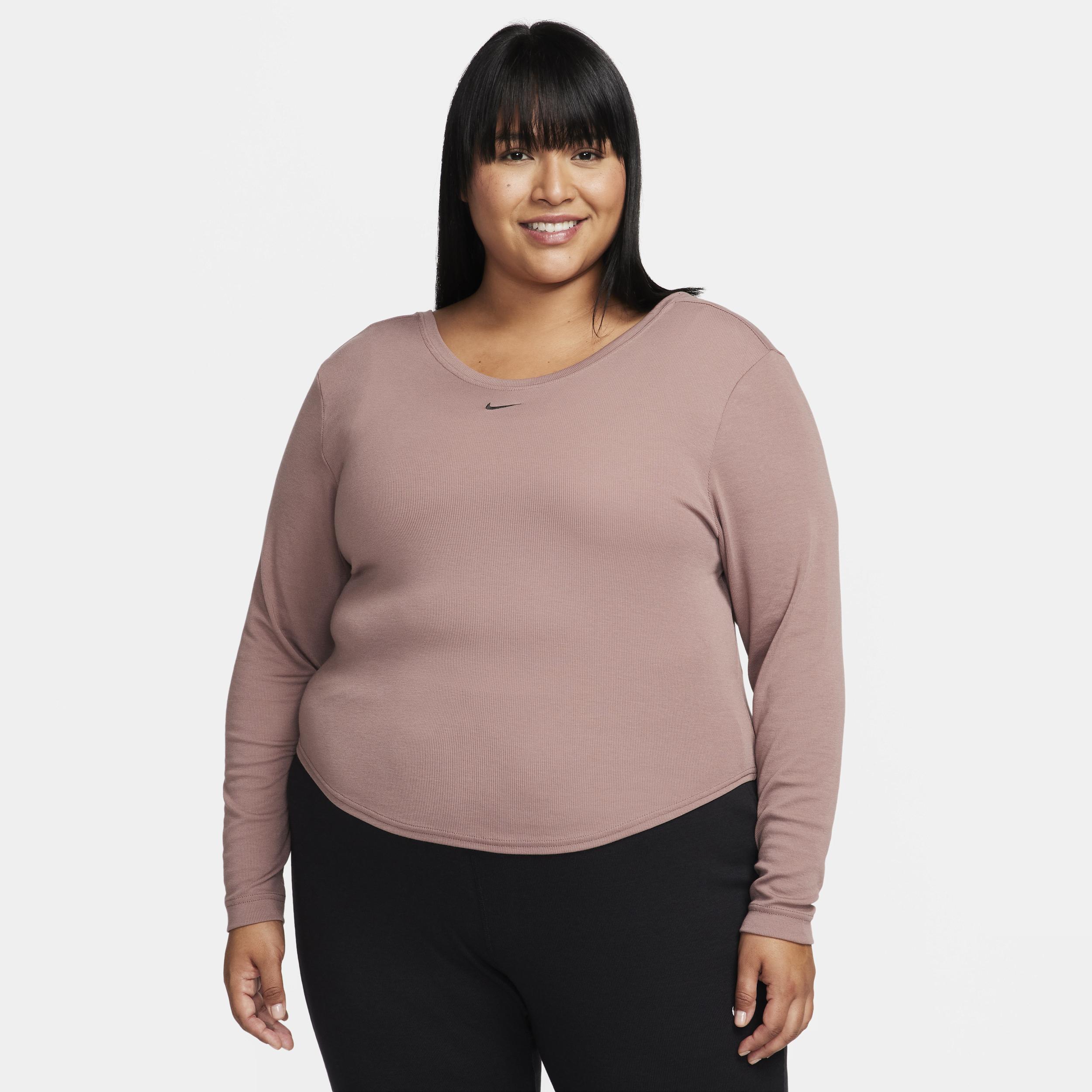 Women's Nike Sportswear Chill Knit Tight Scoop-Back Long-Sleeve Mini-Rib Top (Plus Size) Product Image